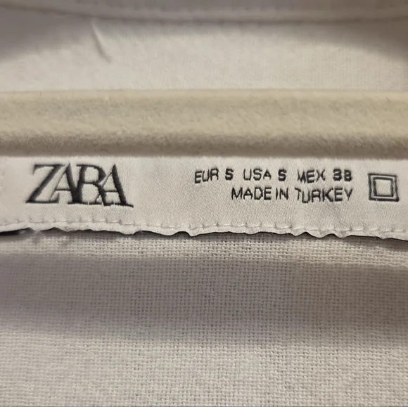 Zara White Short-Sleeve Shirt with Multicolor Floral Embroidery - Picture 6 of 6